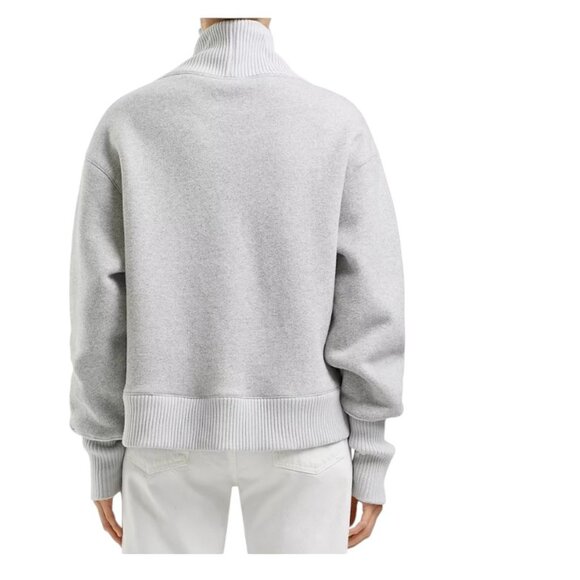 AGOLDE Drop Shoulder Grey White Boxy Klara Extended V-Neck Sweatshirt - Picture 7 of 13